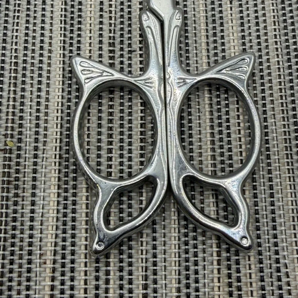 Butterfly Embroidery Scissors Silver Stainless Steel Ornate Craft Shears 3.5in